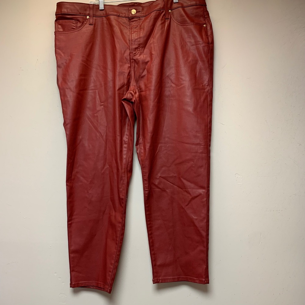 Chico's So Slimming Girlfriend Ankle Jeans Women 20R Red NEW Coated Slim Leg